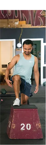 TWM Client doing box step-ups excercise as part of the training